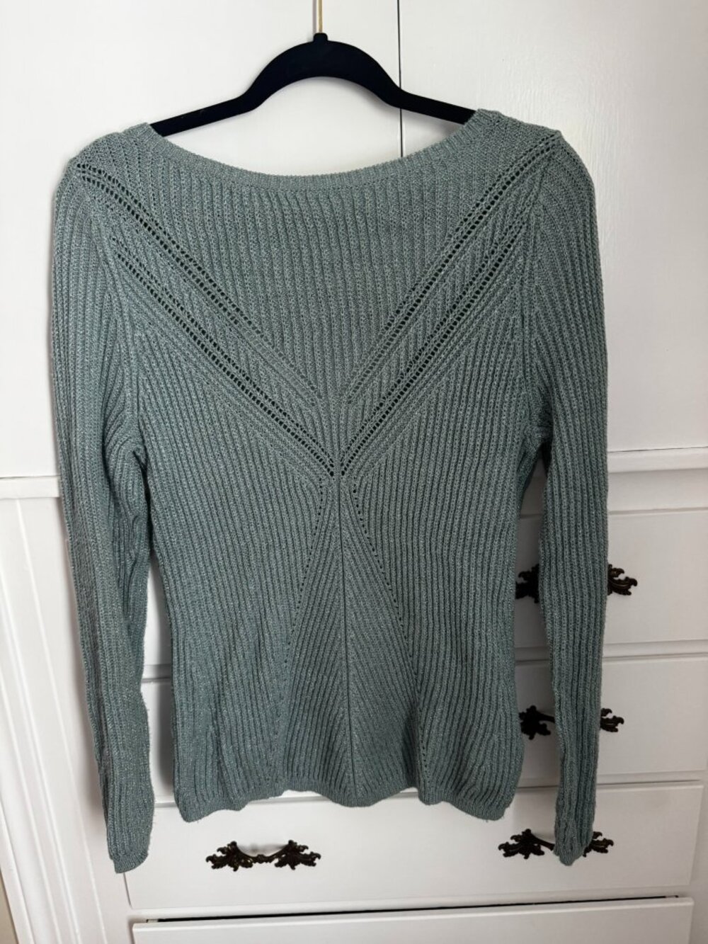 Greyish blue / silvery knit sweater with cutout back - Small